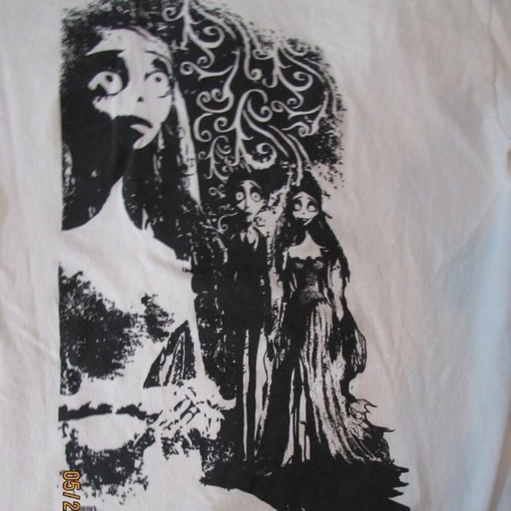 CORPSE BRIDE T SHIRT BLACK & WHITE SIZE S RETRO
